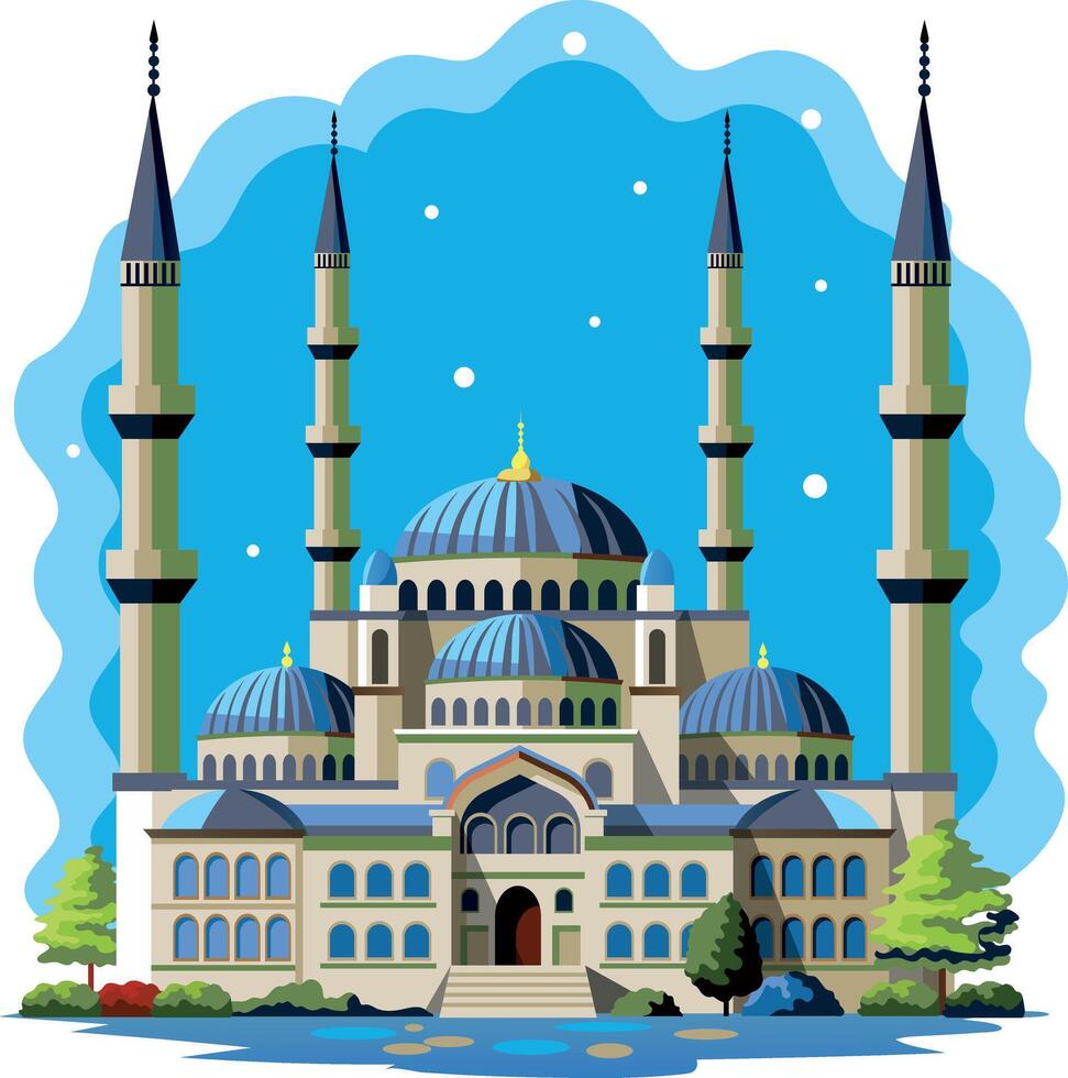 Hagia sophia mosque, flat style illustration vector