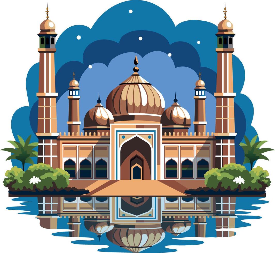 A flat illustration of famous jama masjid vector