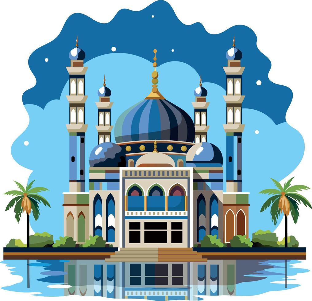 A flat style illustration of eastern mosque vector