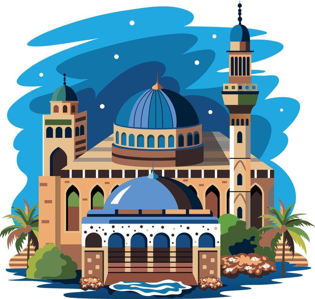 Flat illustration depicting istanbul hagia sophia building vector