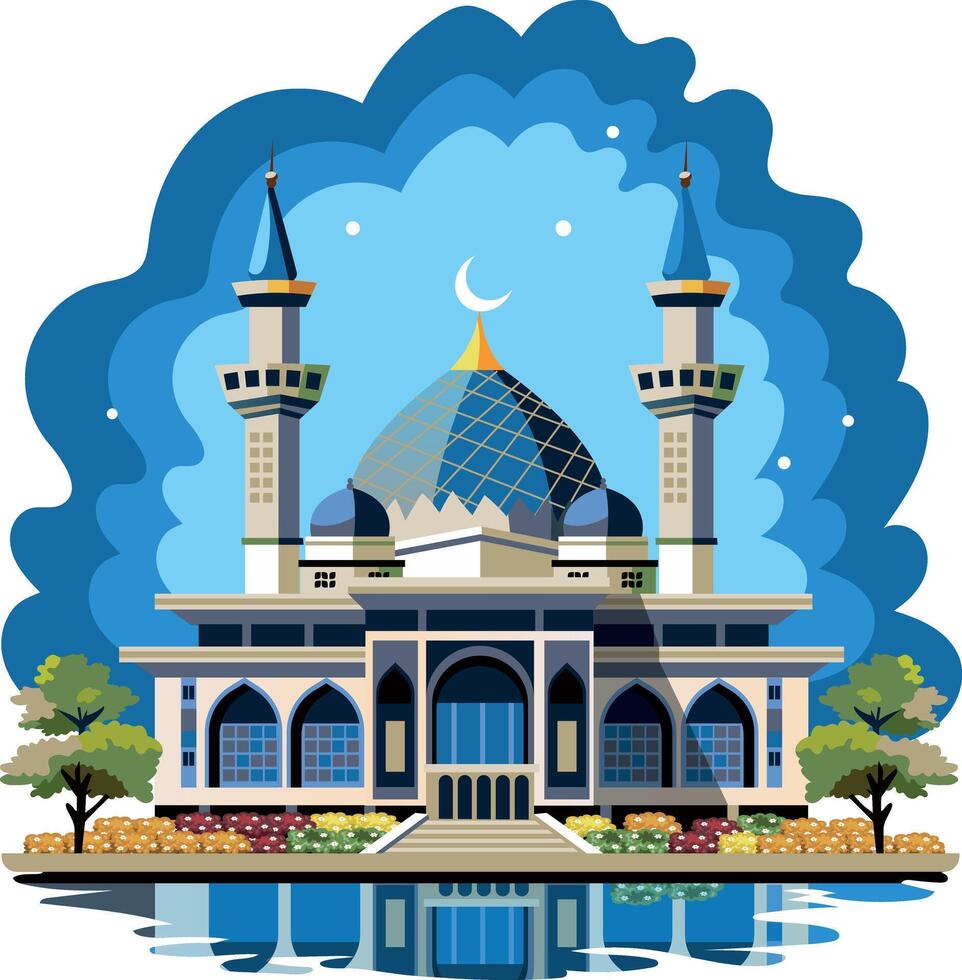 Flat illustration depicting an ancient mosque vector