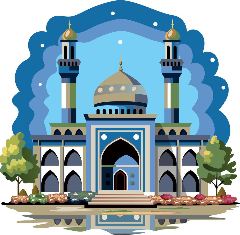 Flat illustration of a beautiful islamic mosque vector
