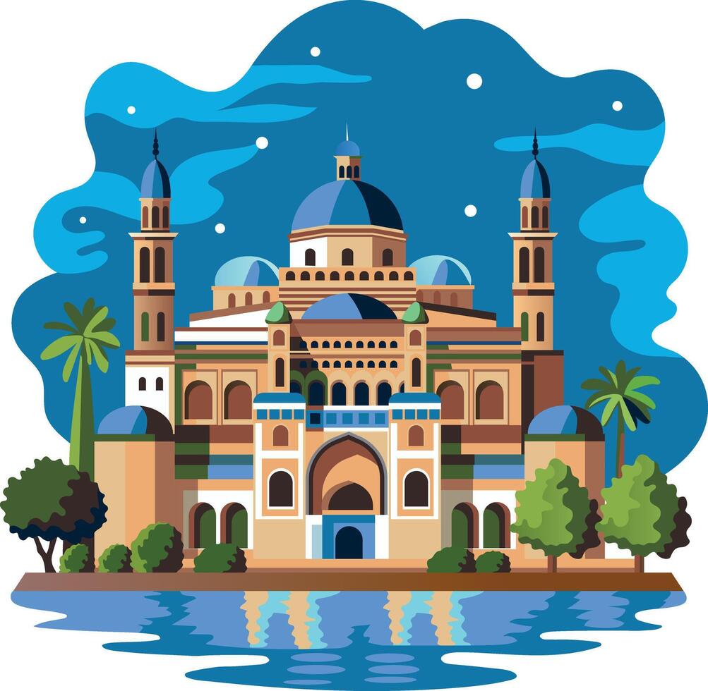 Flat illustration of beautiful cultural mosque vector
