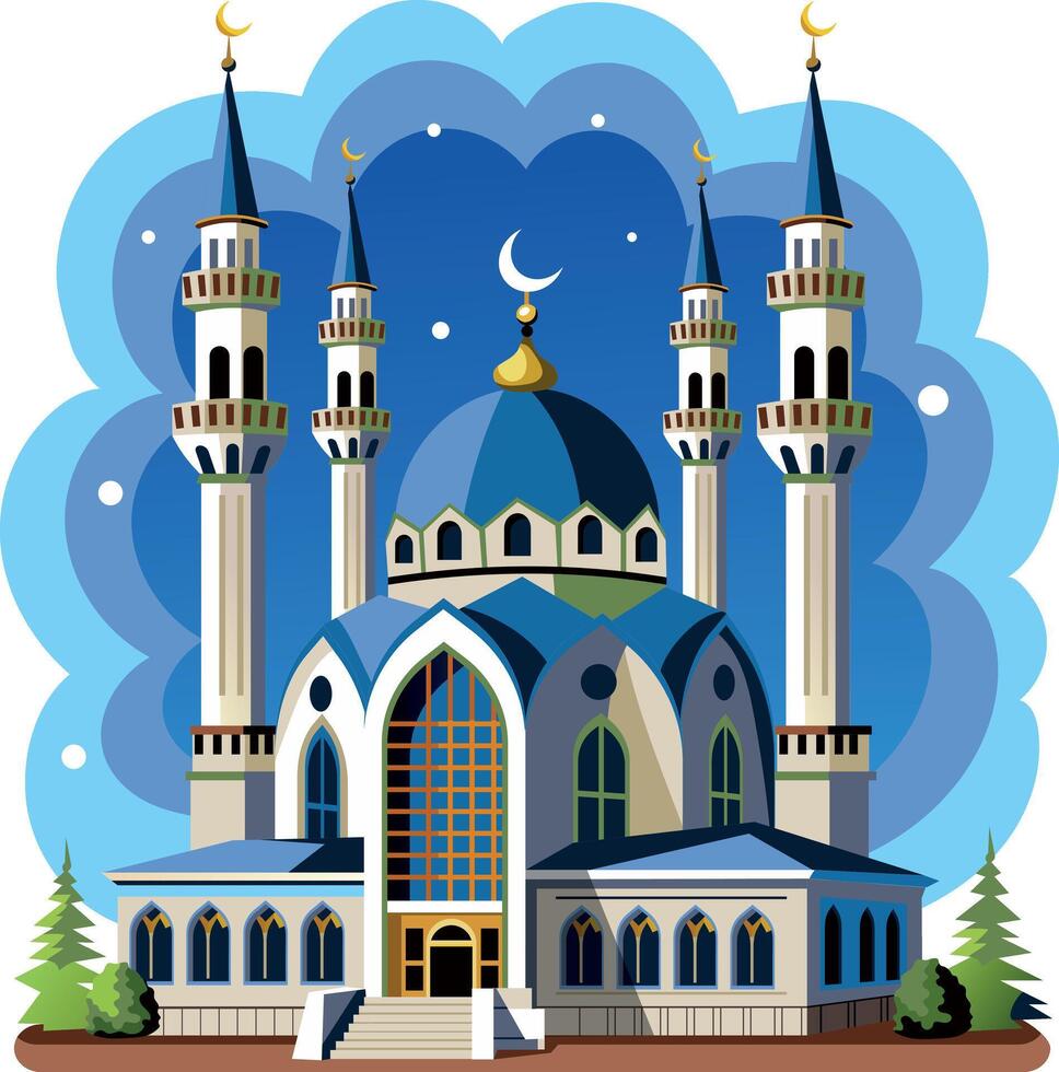 A flat illustration of russian kul sharif mosque vector