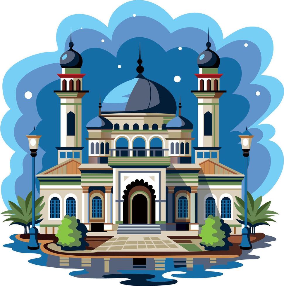 A flat illustration of beautiful spiritual mosque vector