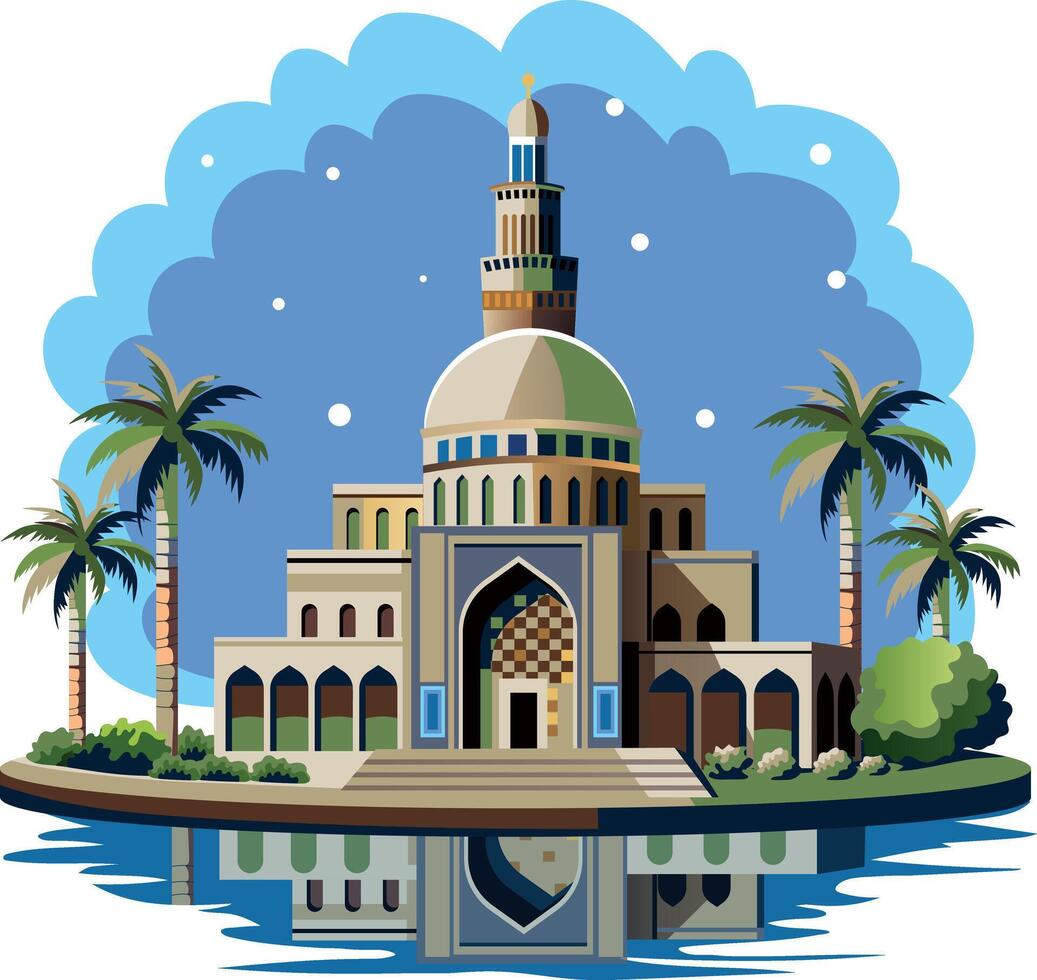 A flat illustration of historic mosque architecture vector