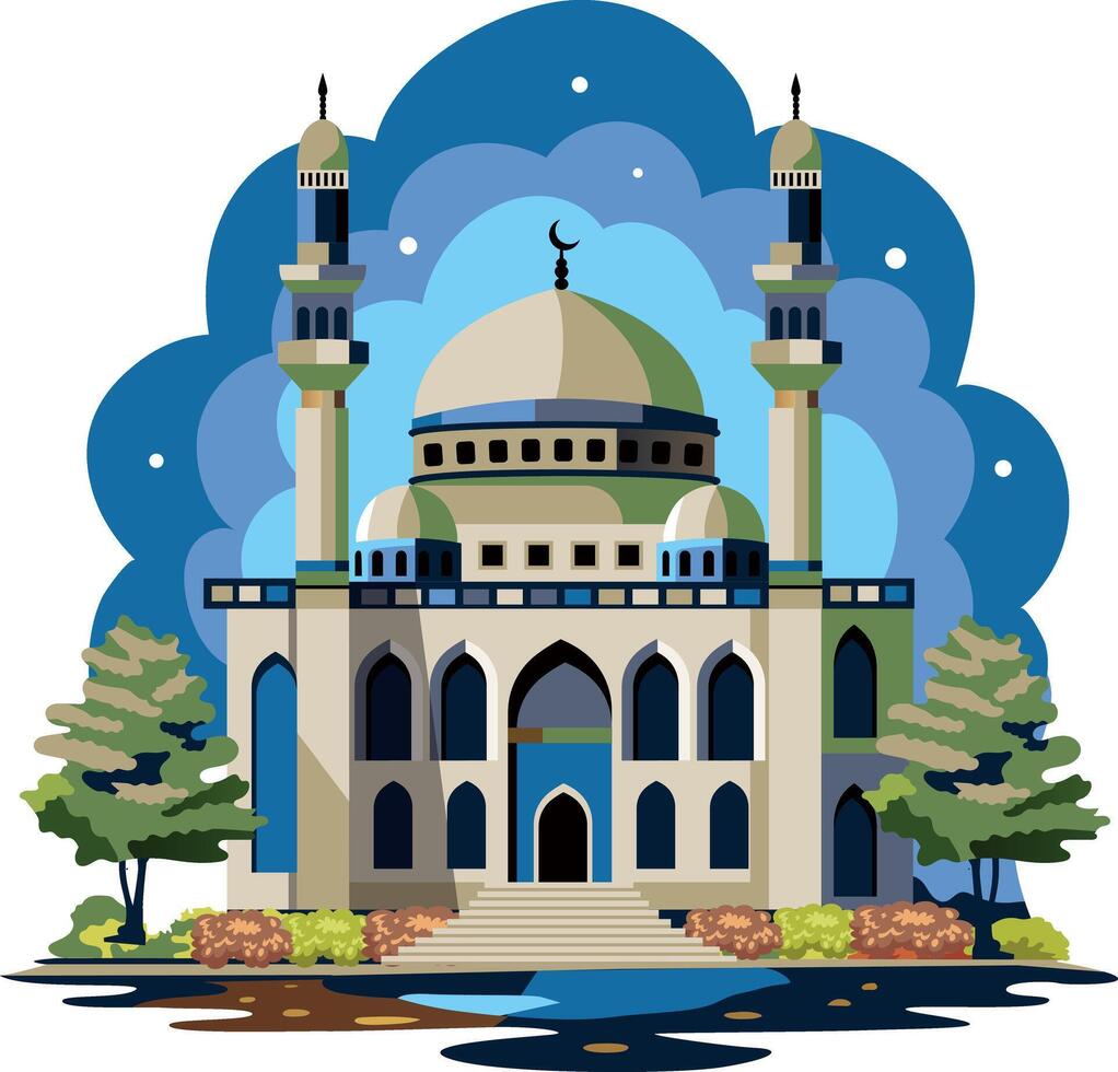 Sultan ahmed mosque, flat style illustration vector
