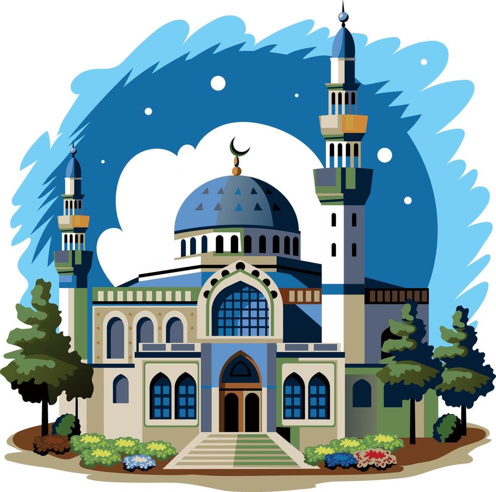 A flat style illustration of majestic mosque building vector