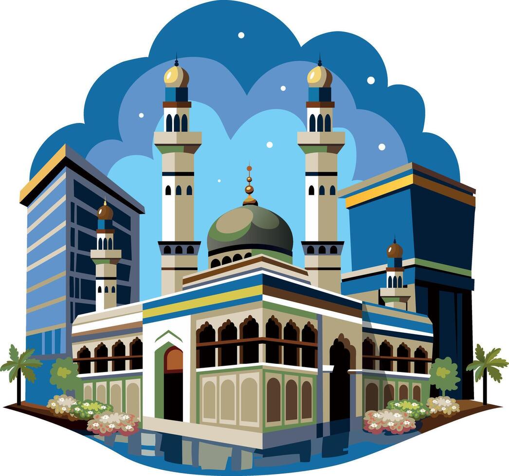 Flat illustration depicting masjid al haram vector
