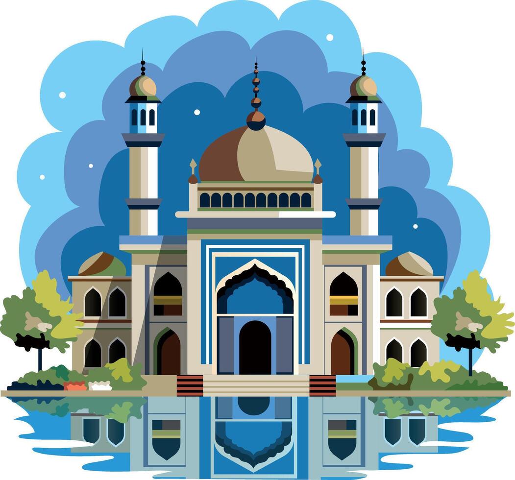 Flat illustration of a beautiful islamic sanctuary vector