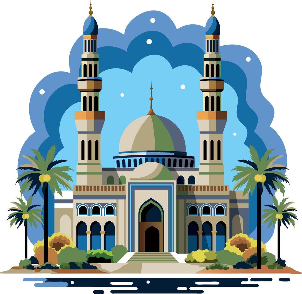 A flat style illustration of great masjid architecture vector
