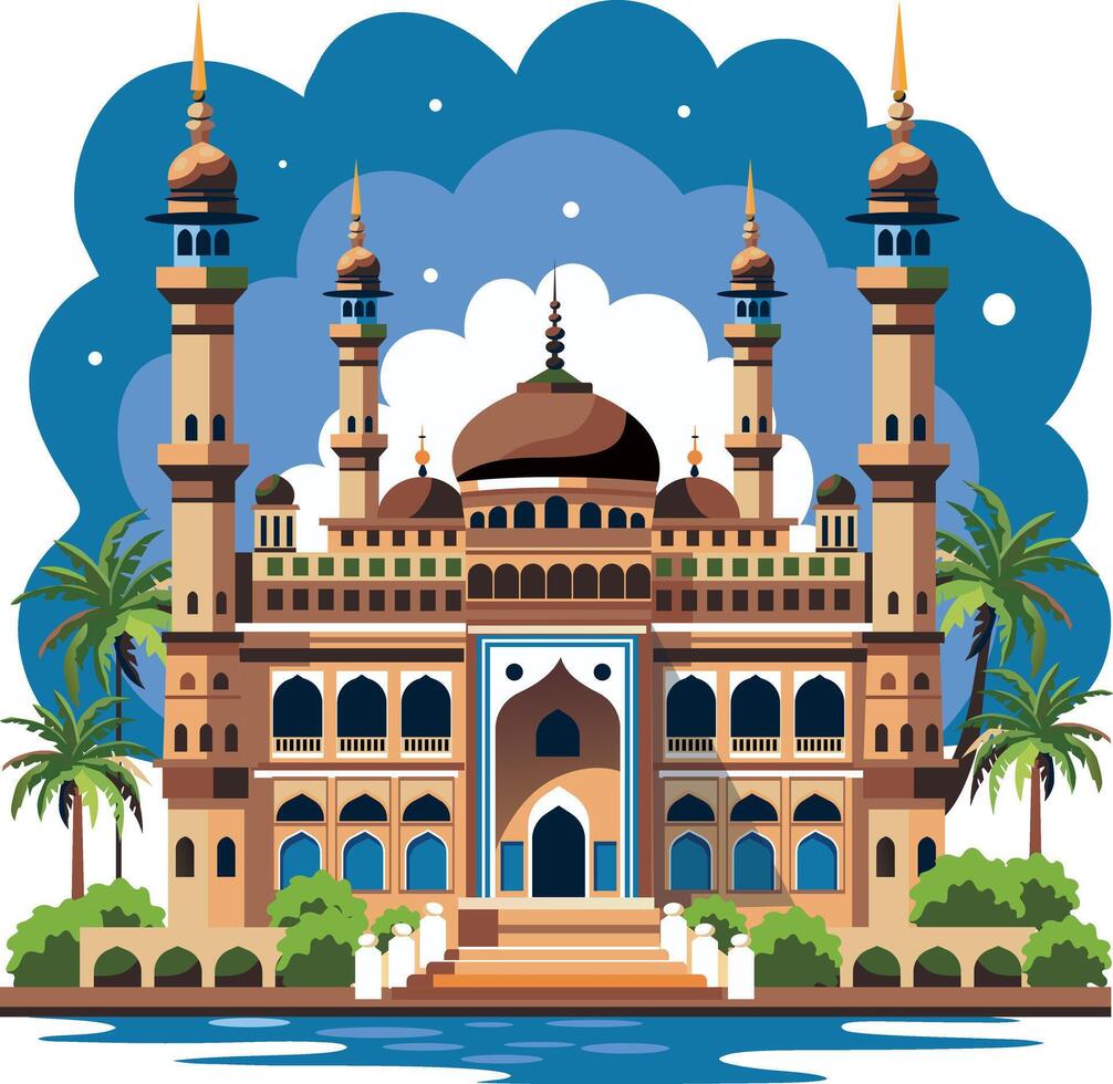 Grand mosque illustration in flat style vector