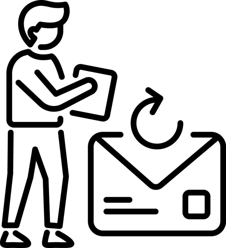 A person draft email icon in line style vector