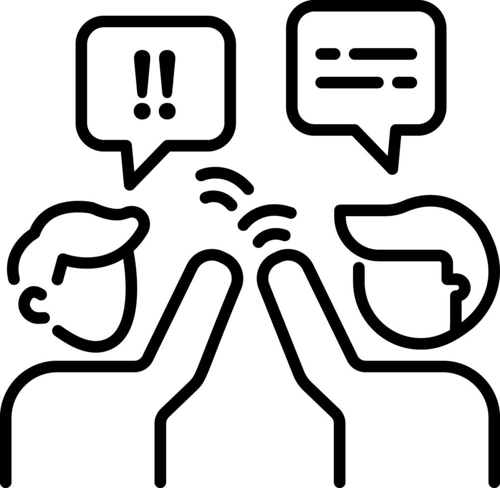 Disagreement between two characters, line style icon vector