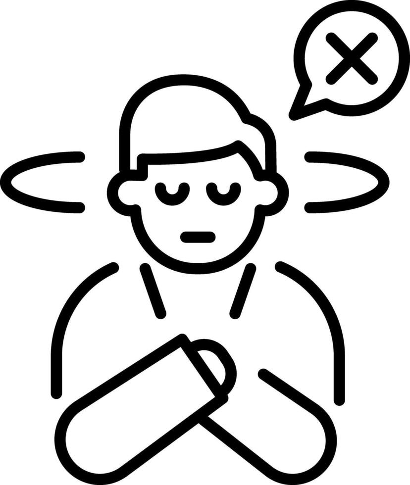 A line icon of a disappointed person vector