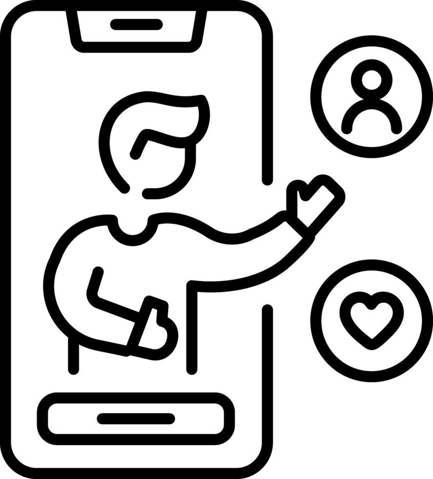 A linear icon of a social media influencer vector