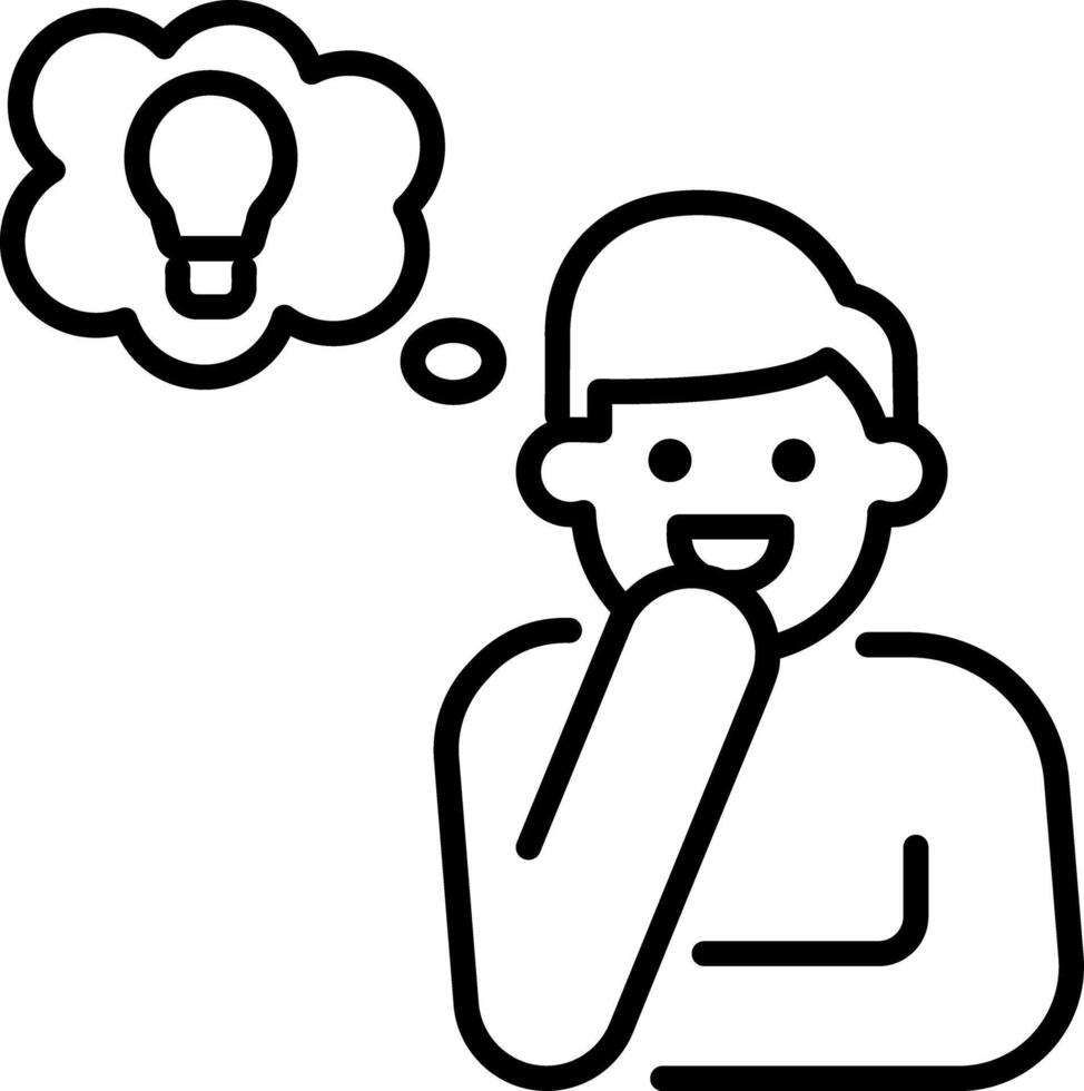A person thinking creative ideas, line icon vector