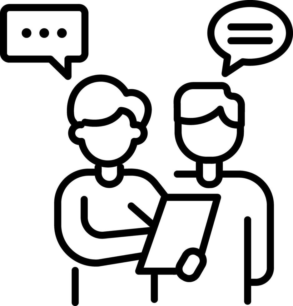 Employee discussion icon in linear style vector