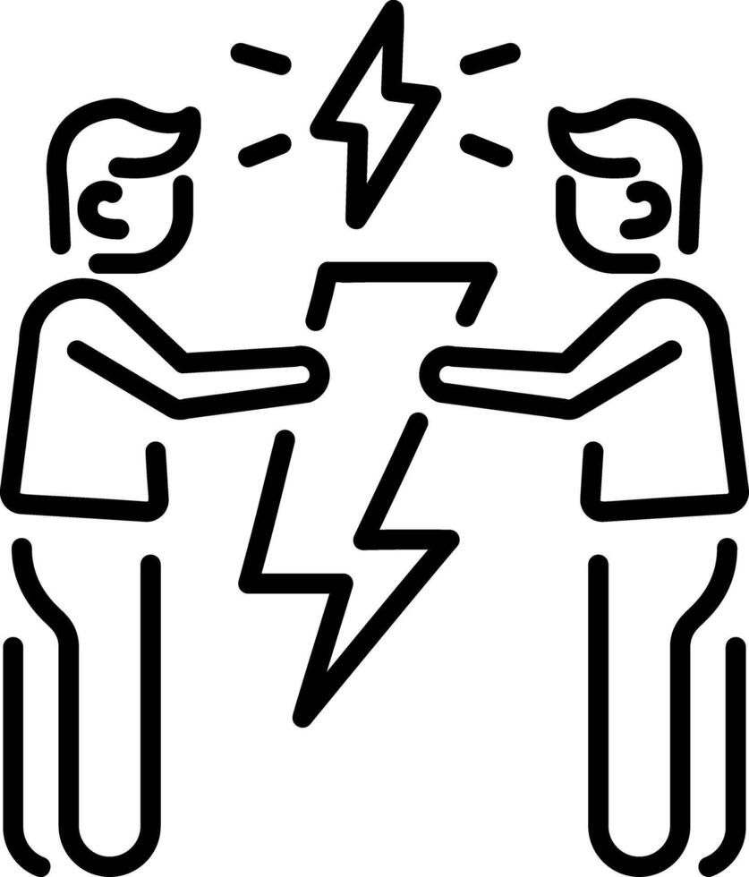 A linear icon of a conflict between two persons vector