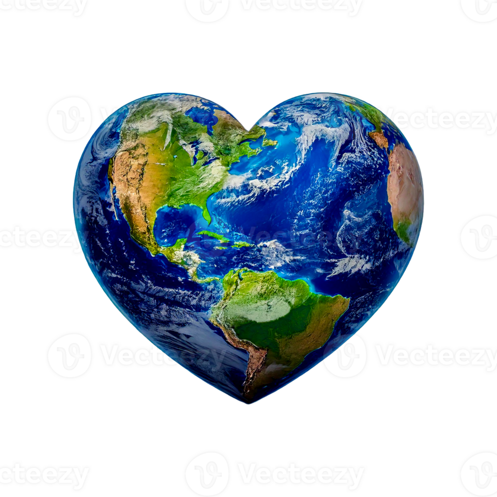 a heart-shaped earth globe. Symbol of environmental conservation png