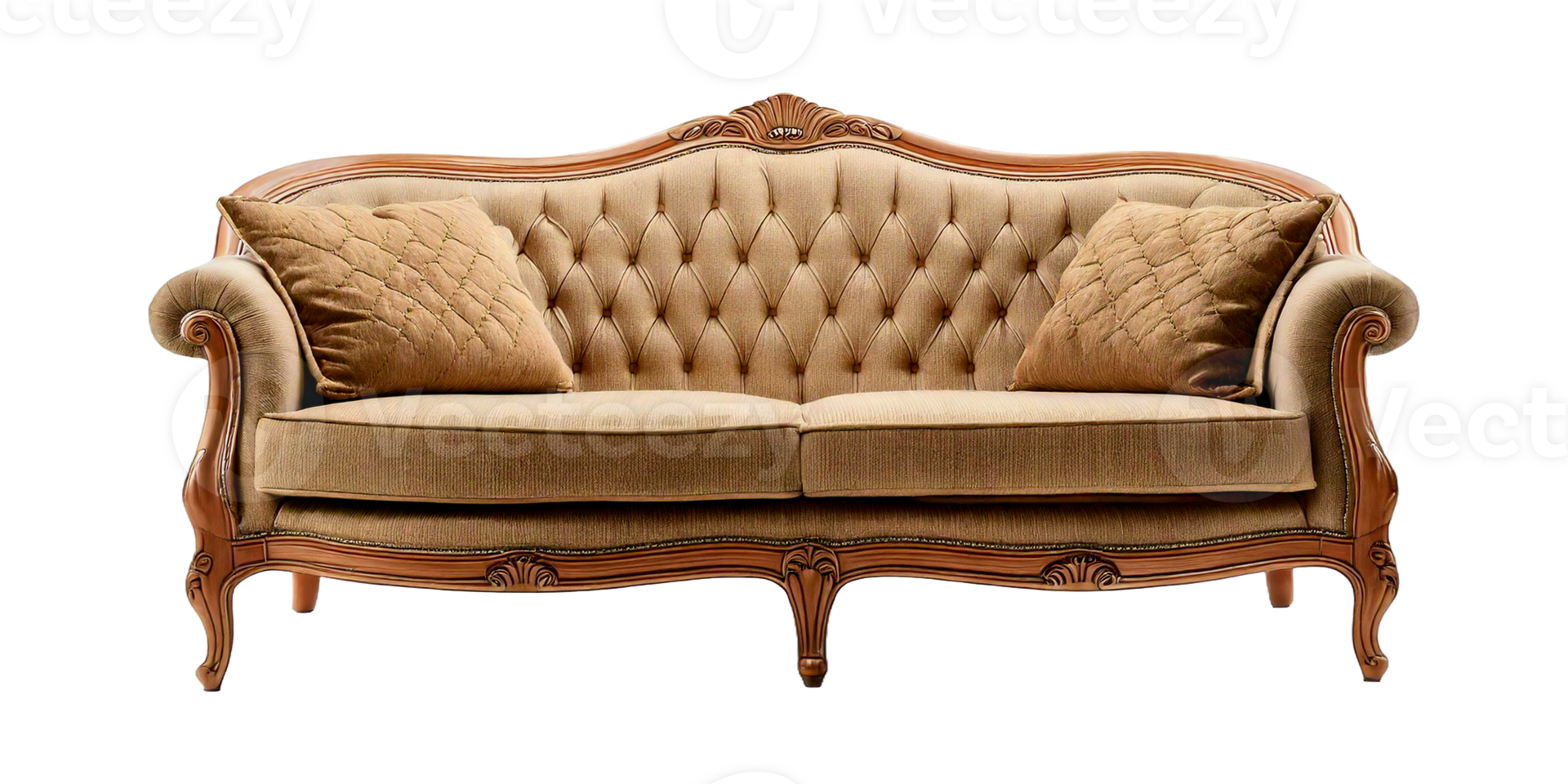 a sofa with a gold and white pattern png