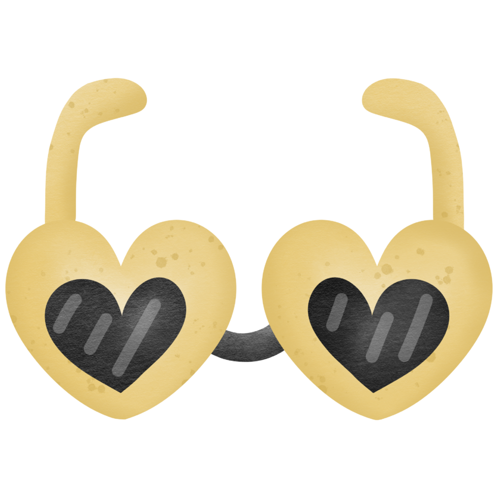 Glasses heart shape hand drawn transparency illustration png