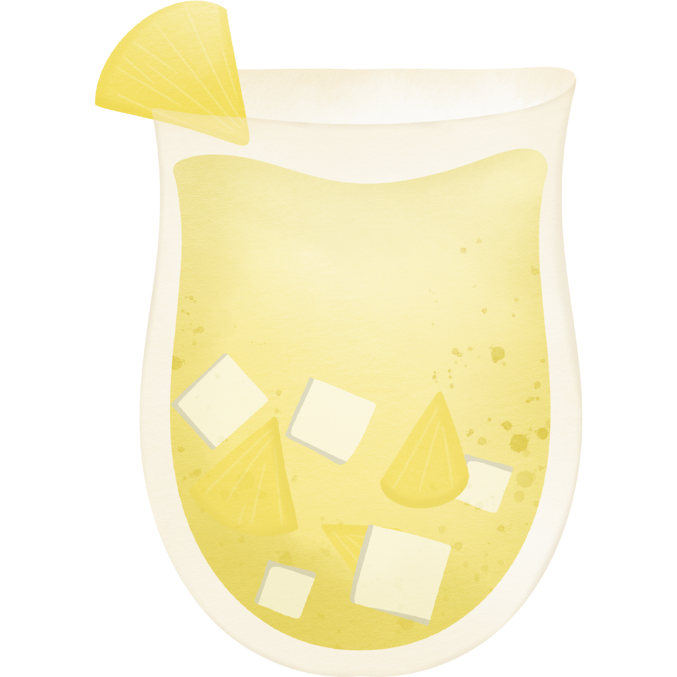 Pineapple juice drink summer decorations hand drawn transparency illustration png