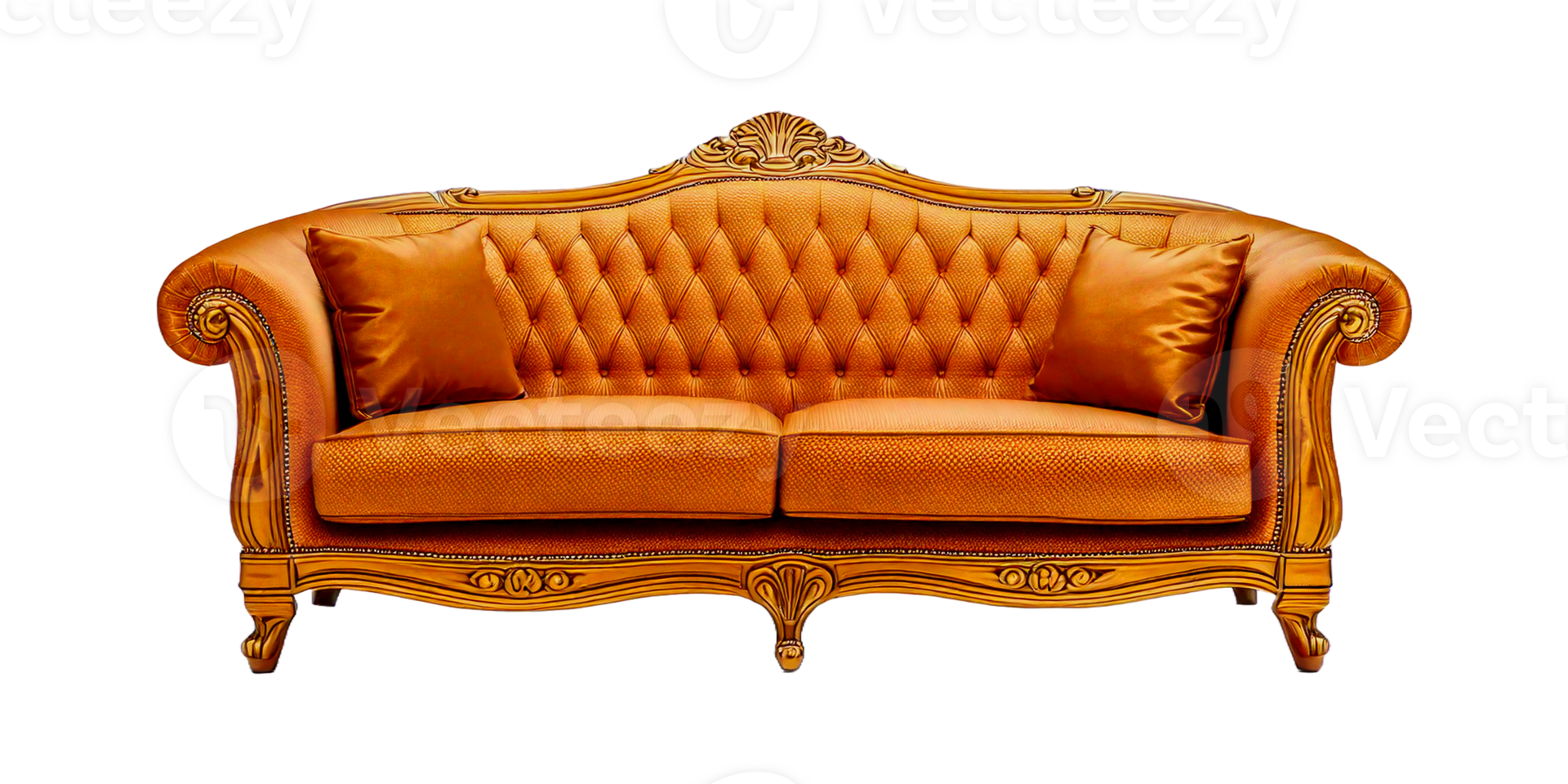 leather armchair isolated on white. a couch with a gold cushion png