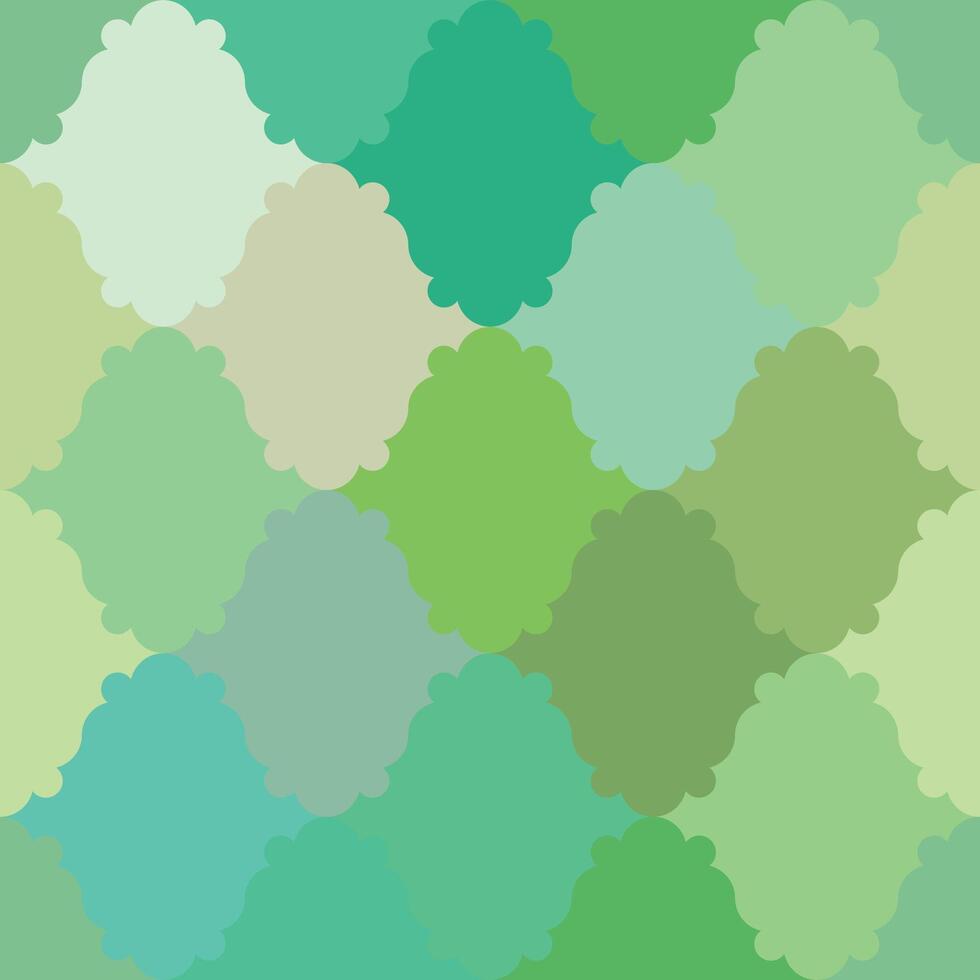 Traditional seamless arabic colorful damascus wallpaper. Geometric patchwork tile. Mosaic ornamental gradient khaki green background vector