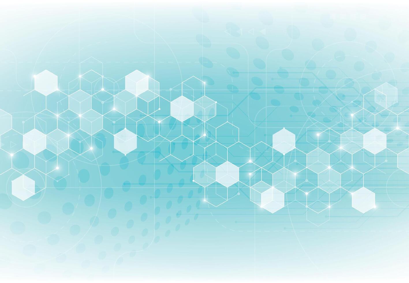 Abstract science template background. Technology lines and dots connection. Wallpaper or banner with a DNA molecules. vector