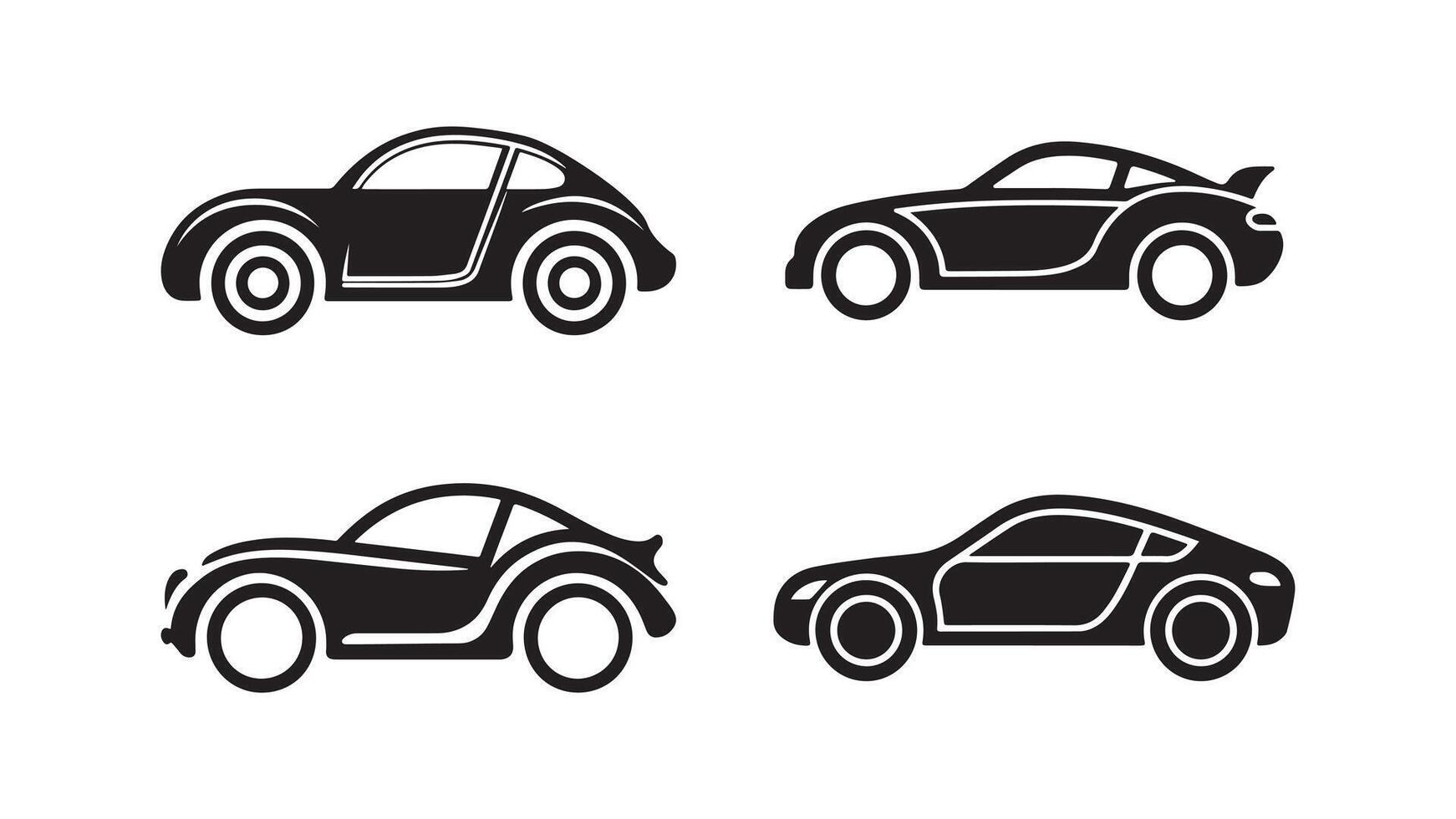 The Linear style car icon set with transport symbols in illustration. vector