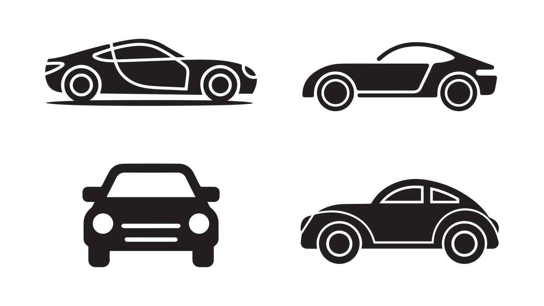 A Linear style car icon set with transport symbols in illustration. vector