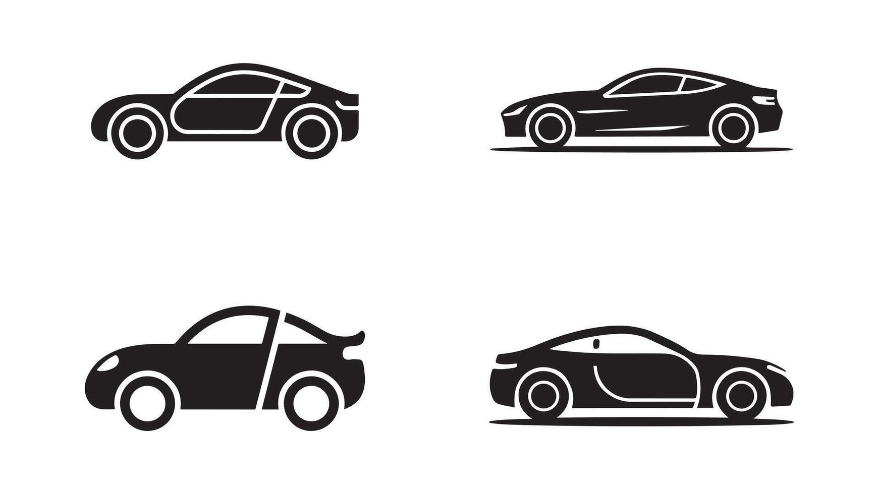 Linear style car icon set with transport symbols in illustration. vector