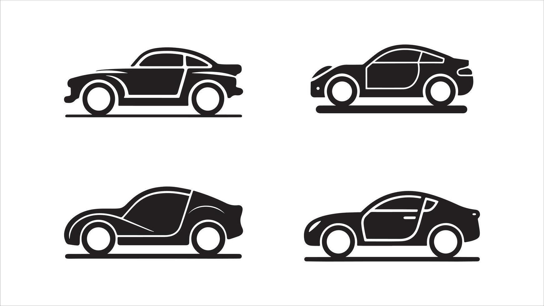 Linear style car icon set with transport symbols vector