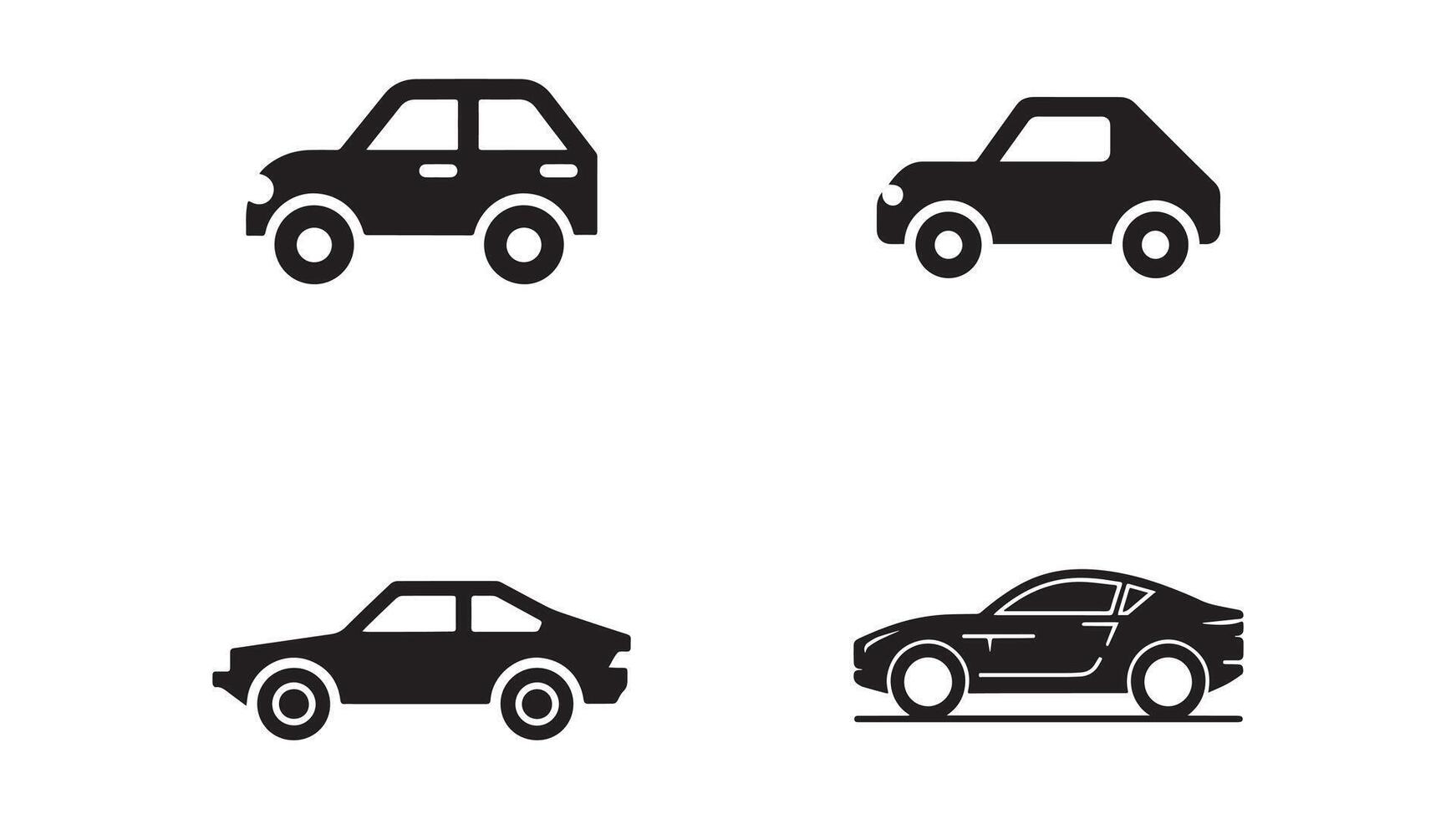 Linear car icon set with transport symbols in illustration. vector