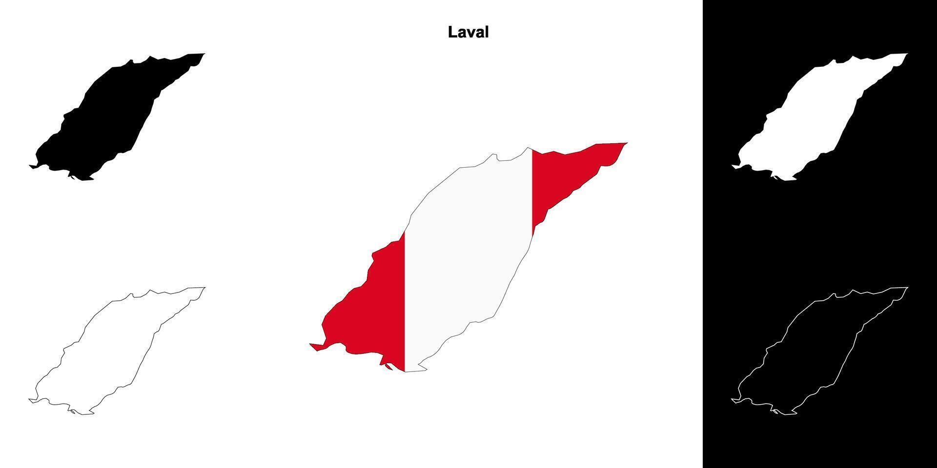 Laval, Quebec outline map set vector