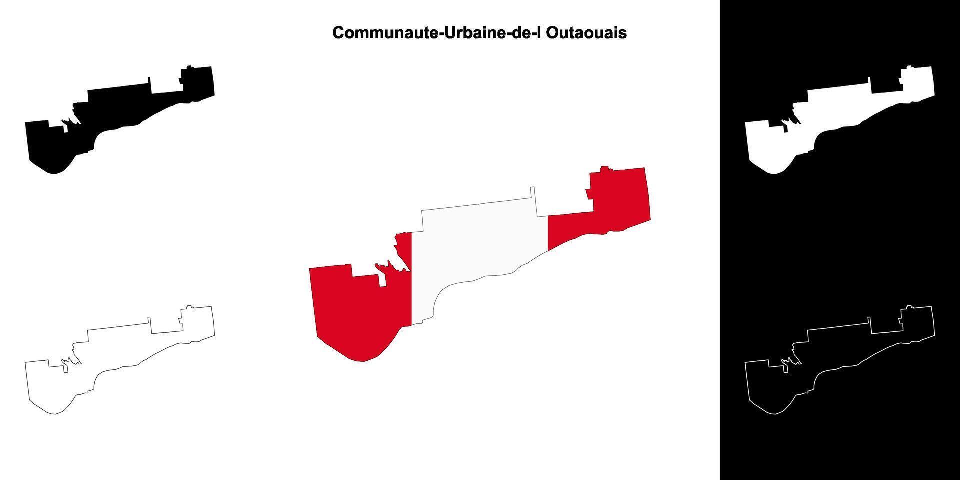 Communaute-Urbaine-de-l Outaouais, Quebec outline map set vector
