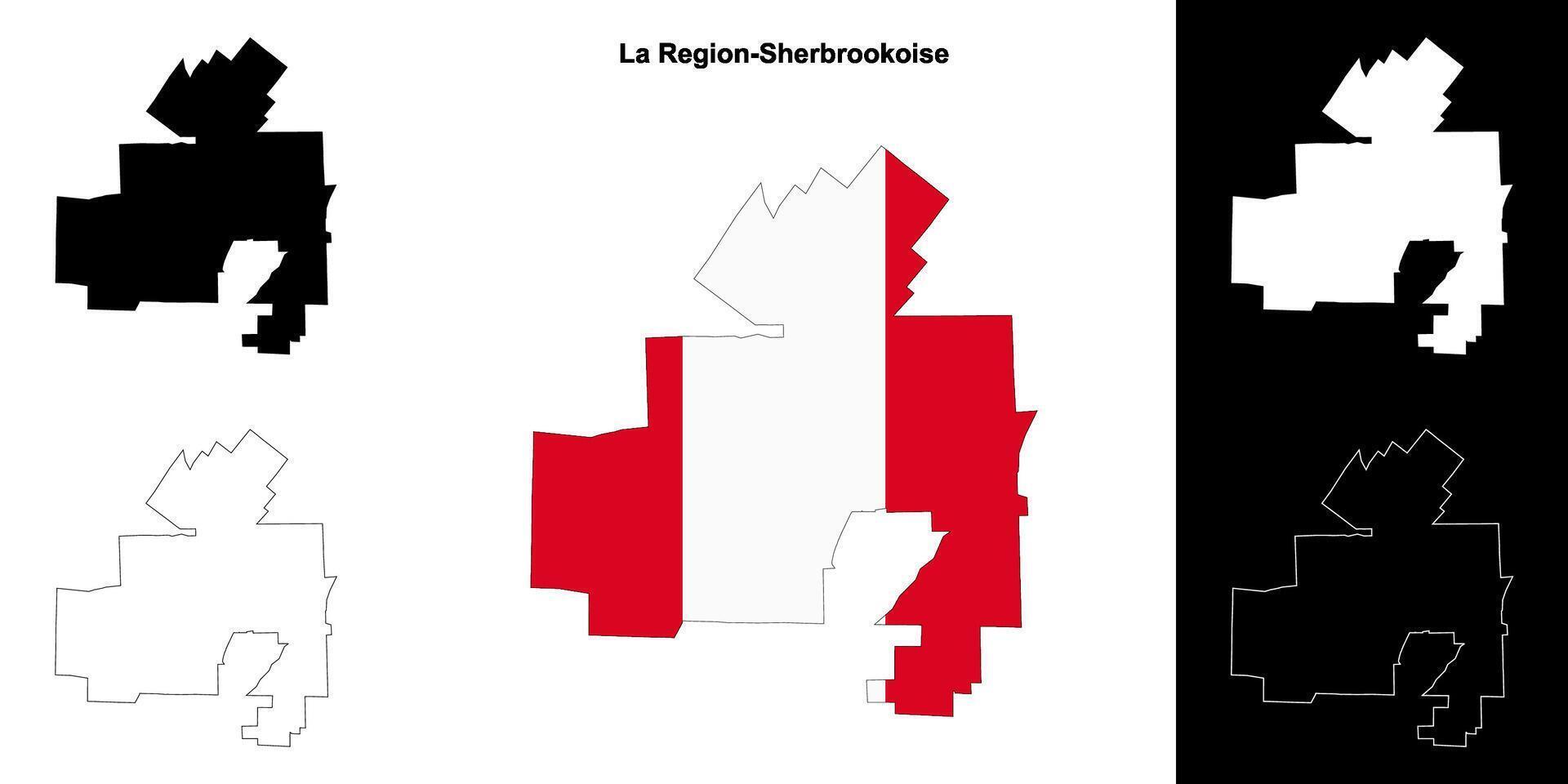La Region-Sherbrookoise, Quebec outline map set vector