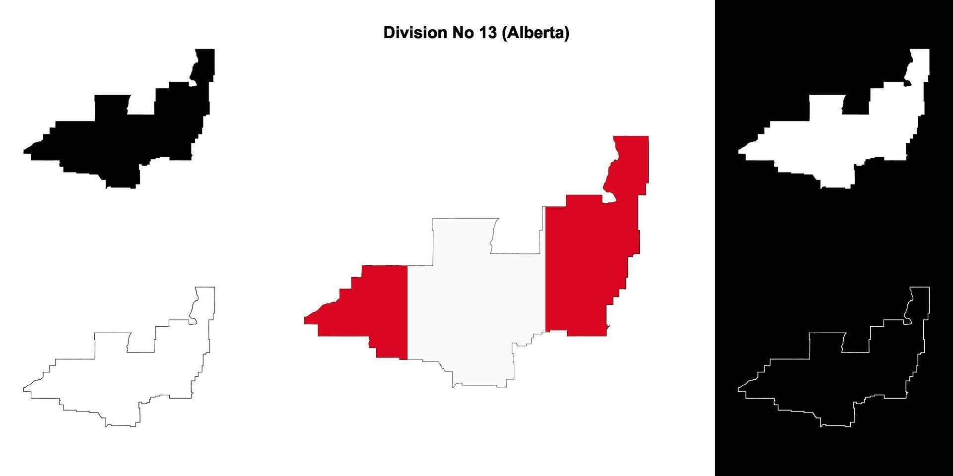 Division No 13, Alberta outline map set vector