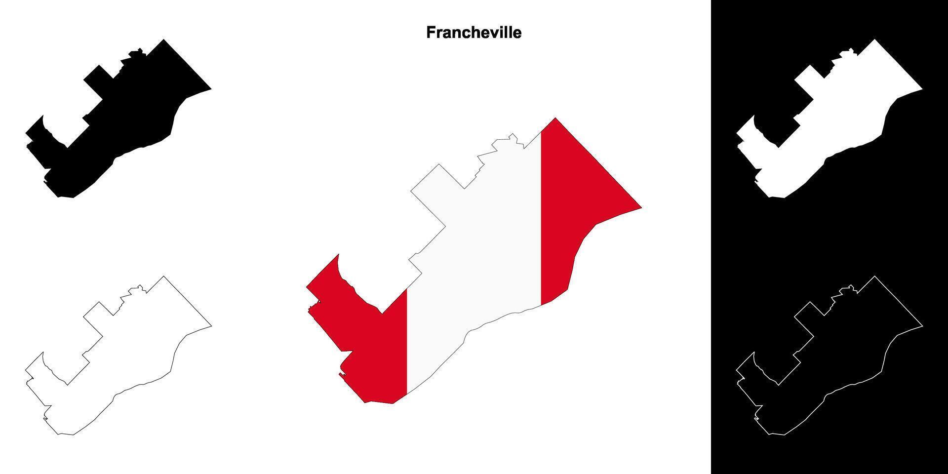 Francheville, Quebec outline map set vector