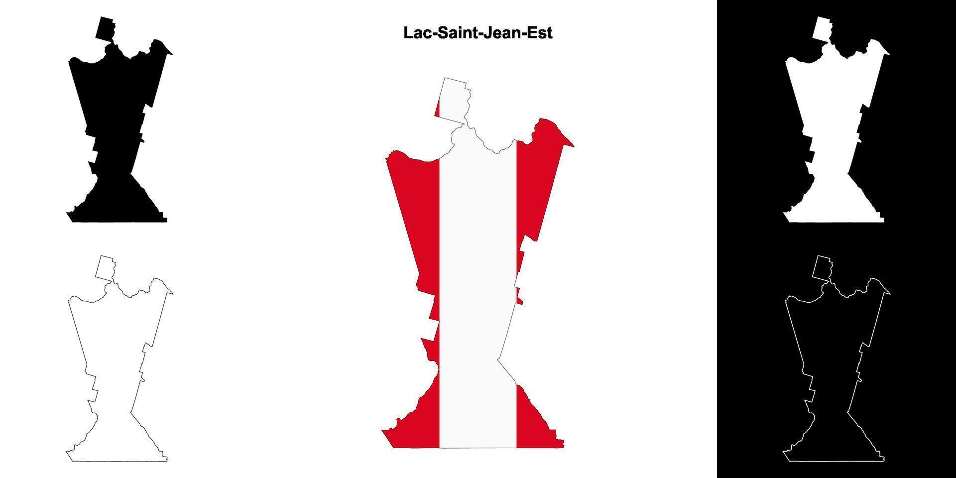 Lac-Saint-Jean-Est, Quebec outline map set vector