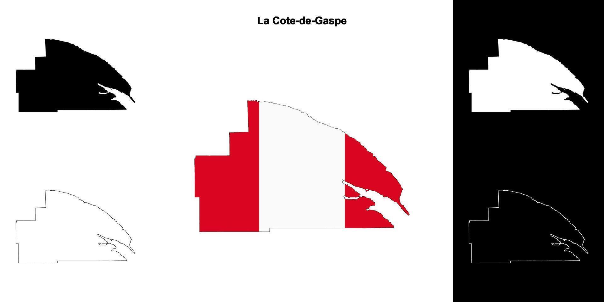 La Cote-de-Gaspe, Quebec outline map set vector