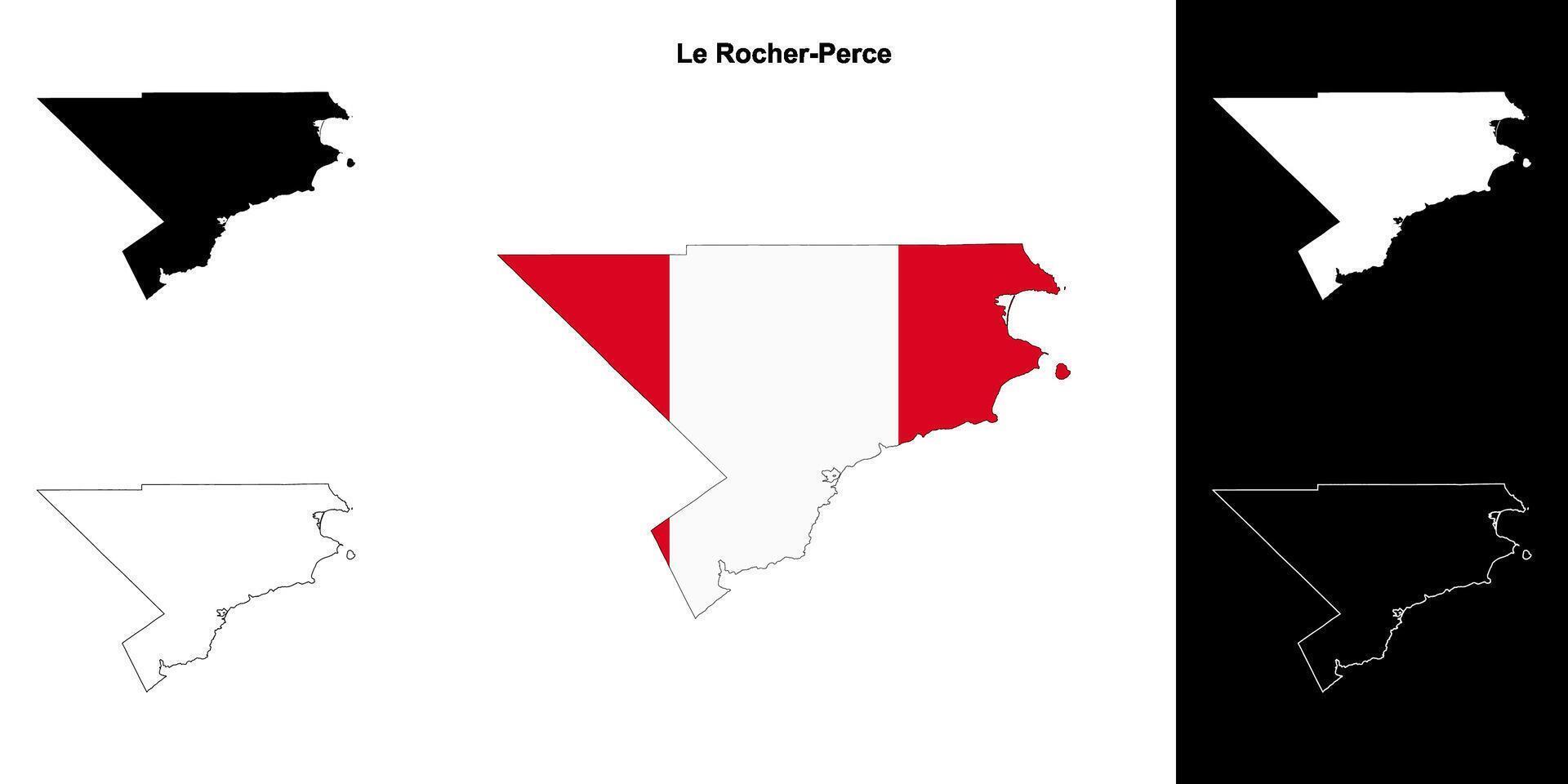 Le Rocher-Perce, Quebec outline map set vector
