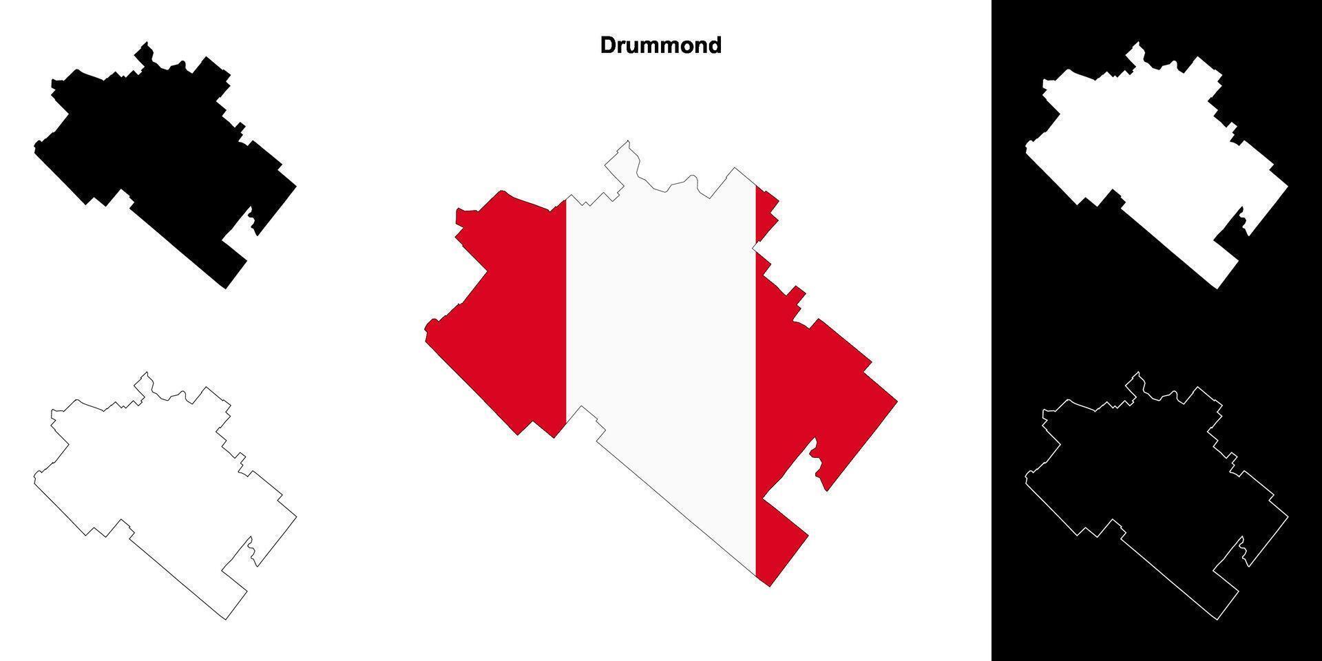 Drummond, Quebec outline map set vector