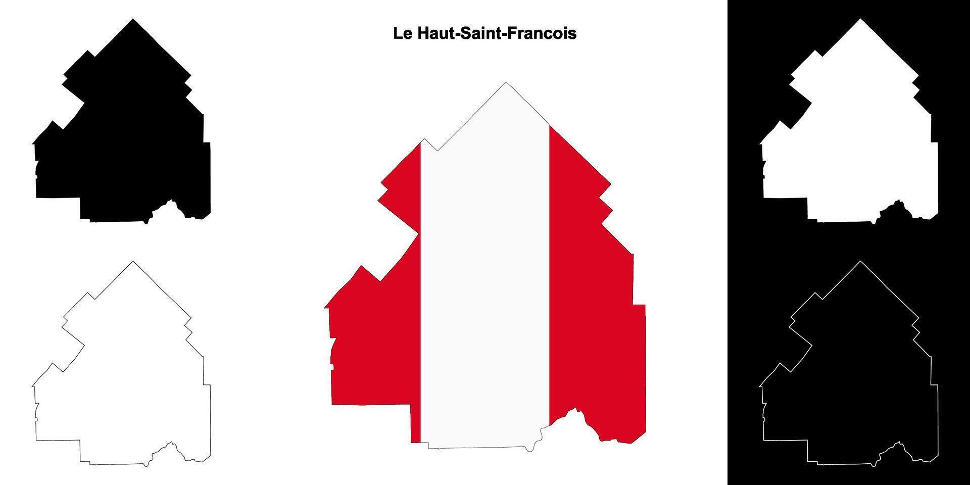 Le Haut-Saint-Francois, Quebec outline map set vector