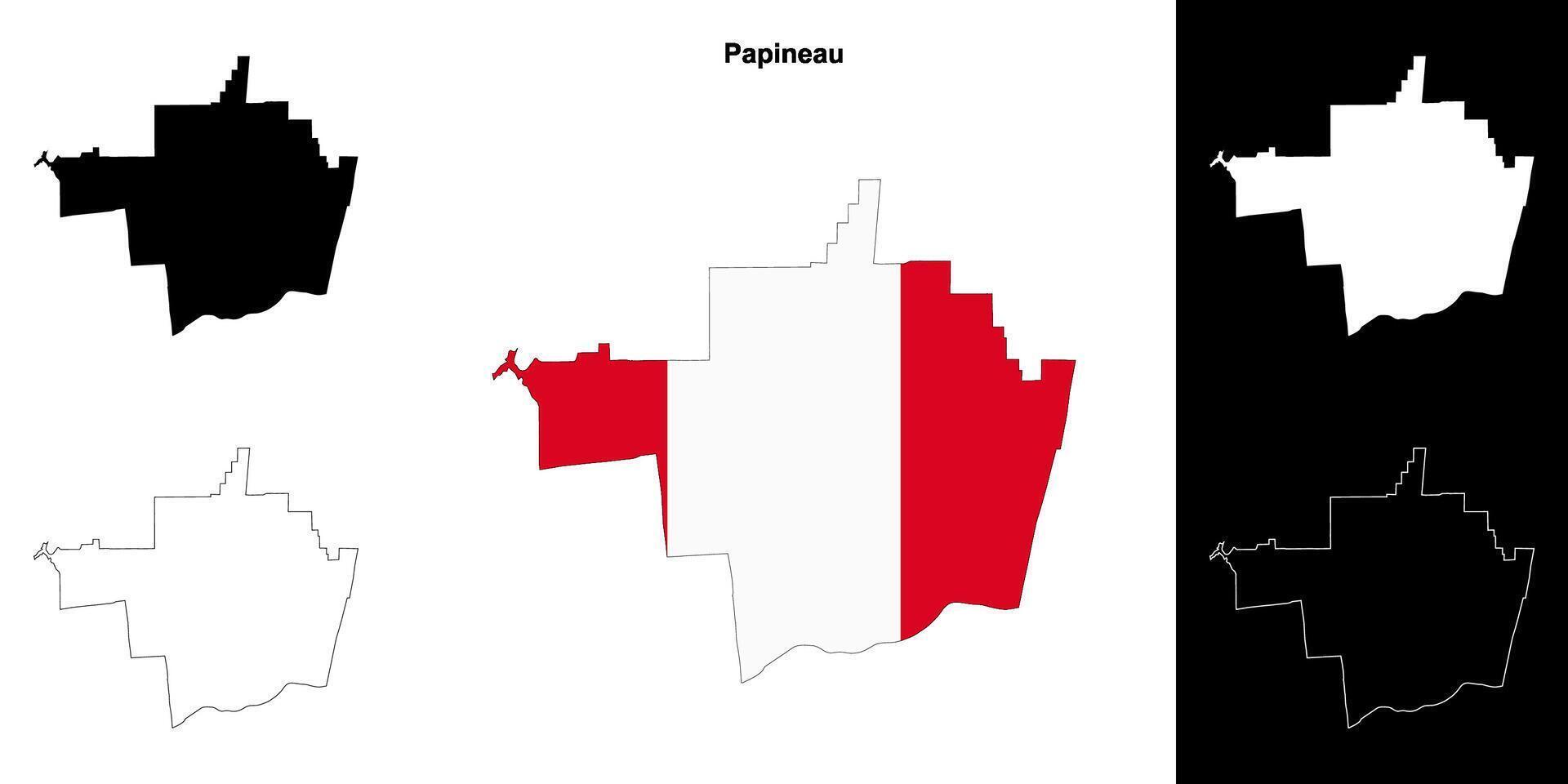 Papineau, Quebec outline map set vector
