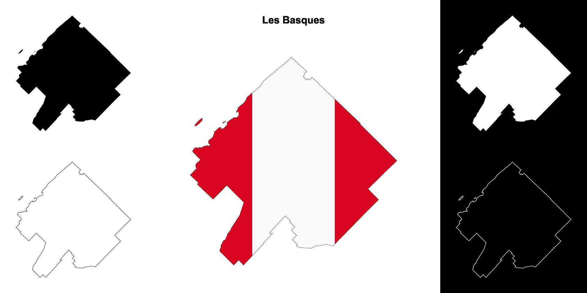 Les Basques, Quebec outline map set vector