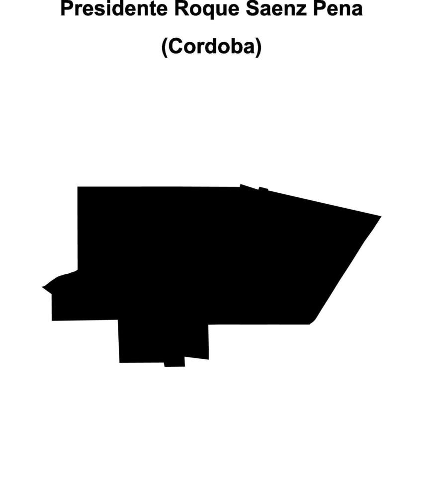 Presidente Roque Saenz Pena department, Cordoba blank outline map vector