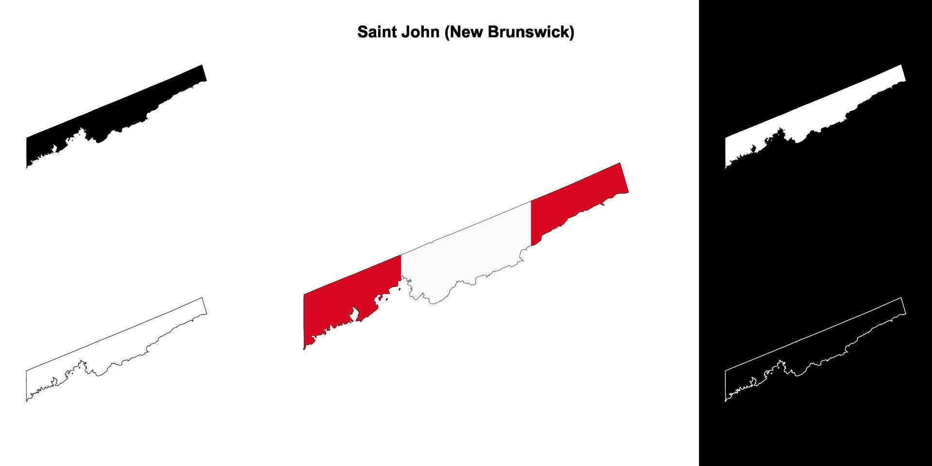 Saint John county, New Brunswick outline map set vector