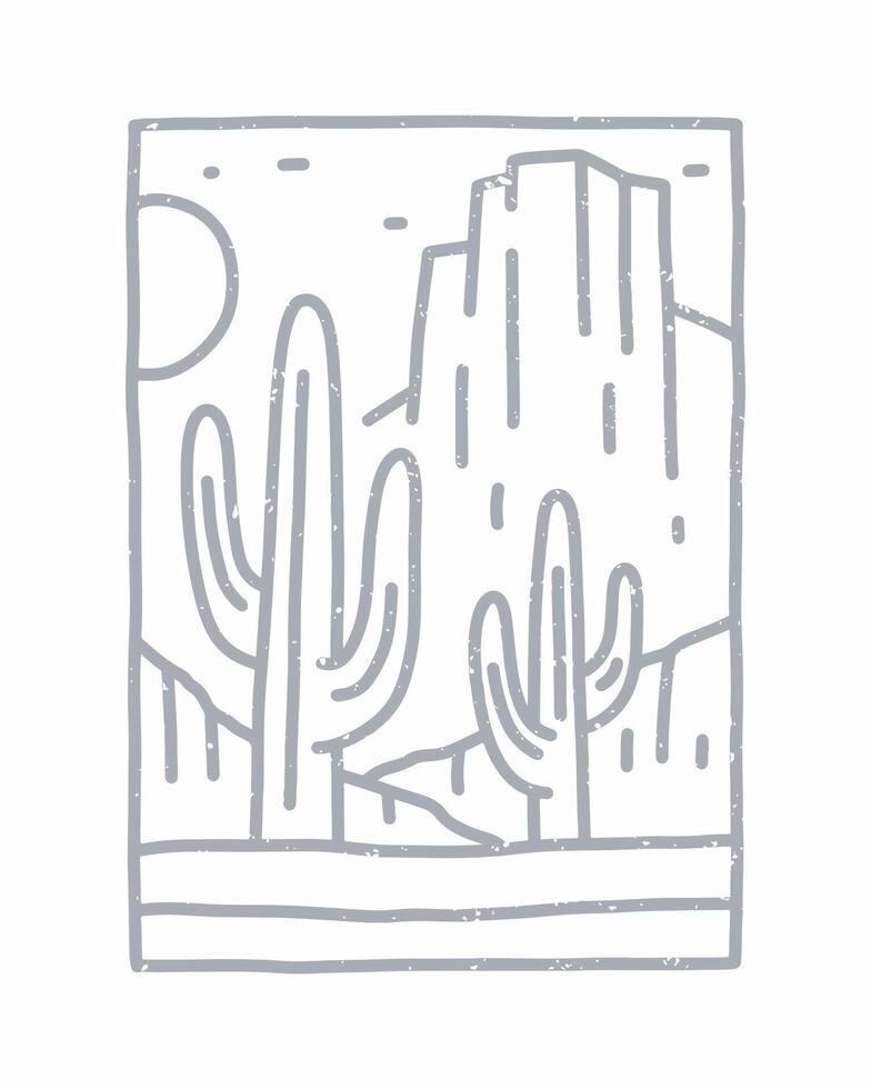 Cactus and wild desert view.design for t-shirt, badge, patch, sticker, etc vector
